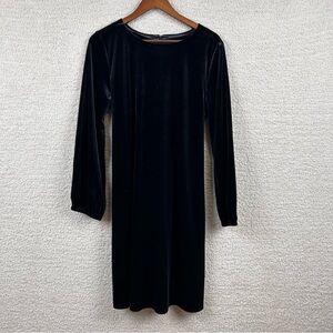 Adyson Parker Dress Womens Large Black Velvet Lined Holiday Tie Back Midi Shift